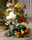 Eugene Isabey Paintings - Grand Bouquet de Fleurs by Eugene Henri Cauchois